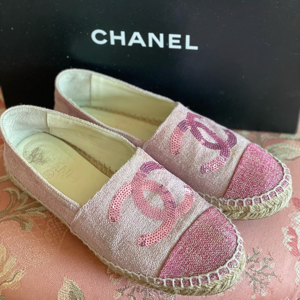 Chanel Sequin Canvas Espadrilles Size 36